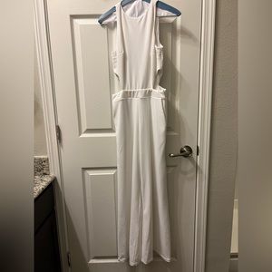 Express White XS cut out jumpsuit w/pockets